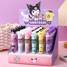 6pcs Kuromi My Melody Pachacco Cinnamoroll 10-color Ballpoint Pen Handy Pens