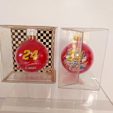 Nascar Lot of 2 Jeff Gordon 24 Glass Ball Christmas Ornaments Older