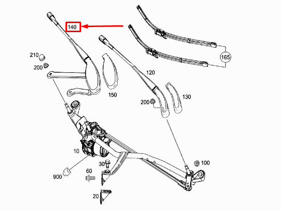 Neu MERCEDES-BENZ C W205 Frontscheibenwischerarm A2058204000 Original
