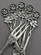 Hildesheimer Rose 6 von 12 Kuchengabeln 800er Silber Wilhelm Geist Hanau (12)