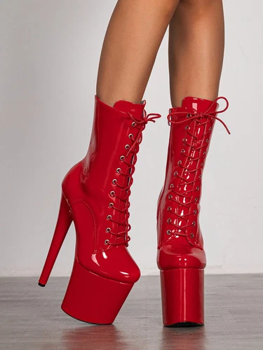 High Heel 20CM Ankle Boots Black 8inch Nightclub Boot Pole Dance Sexy Party Shoe - Picture 13 of 28