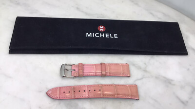 Michele 18mm pink alligator leather watch strap 18mm Country Rose Embossed Crocodile Leather Strap  main image 4