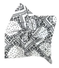 Unisex Cotton Square Scarf Bandanas 22x22 inch Paisley White