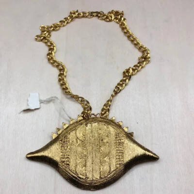 Alva museum replicas eye necklace huge pendant 1970's statement art to wear VTG