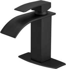 BESy Black Waterfall Spout Bathroom Faucet, Single Hole 1 Hole 3 Holes Single...