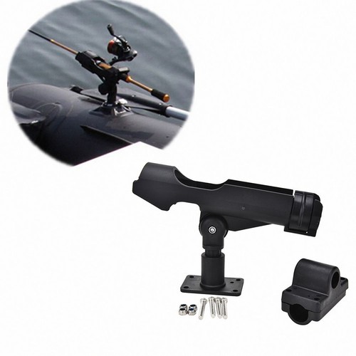 2 Fishing Rod Holder Adjustable 360 Degrees Rotatable Side Rail Mount Kayak Boat - Picture 3 of 10