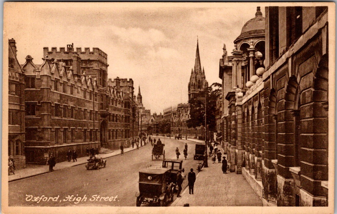 Antique Postcard Oxford High Street UK Frith’s Series c.1900s Horse Tram Scene