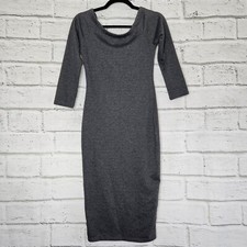 ZARA  Women's Solid Gray 3/4 Sleeves Bodycon Knee-length Dress Size M Stretch 