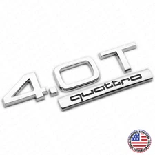 Audi Car Rear Trunk Deck Lid 4.0T Quattro Nameplate Emblem Badge OEM Chrome Slin