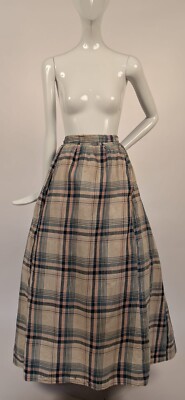 EARLY EDWARDIAN PLAID COTTON SPORTING SKIRT