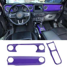 3X Center Console Dashboard Gear Cover Trim For Jeep Wrangler JL JT 18-23 Purple