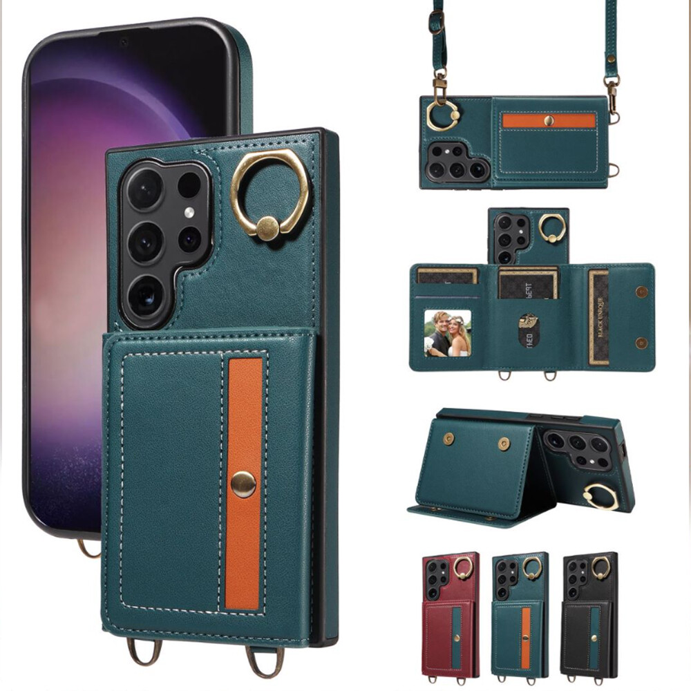 Slim Wallet Card Holder Cover with Ring Stand for Samsung S23 Series Cases-image