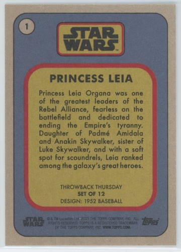 PRINCESS LEIA 2023 Topps Throwback Thursday Star Wars Edition #1 - PR 4521 - Picture 2 of 2