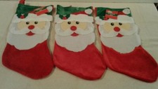 Set of 3 Christmas House velour "SANTA CLAUS" Christmas stockings 17" long - NWT