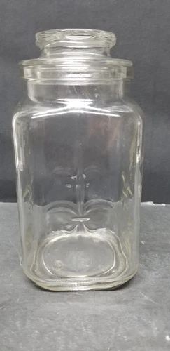 ANCHOR HOCKING FLEUR DE LIS APOTHECARY GLASS JAR CONTAINER 7"