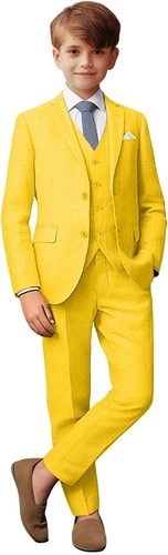 Boys' Suits Slim Fit Linen Suit Casual 3Pcs Suits for Boys Summer Beach Outfits - Picture 37 of 37
