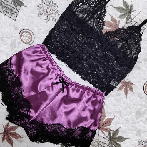 Sexy Spitze Nachtwäsche Dessous V-Ausschnitt Tops Nachthemd Pyjama Set für Damen - Bild 9 von 23