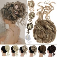 LARGE Tousled Messy Bun Claw Clip in Hair Piece Extensions Chignon Curly Updo US
