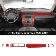 Red Carbon Center Console Bezel Trim Covers Accessories For Suburban Tahoe 07-13