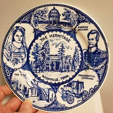 Vintage THE HERMITAGE - NASHVILLE, TENNESSEE - 10" Porcelain Souvenir Plate Blue