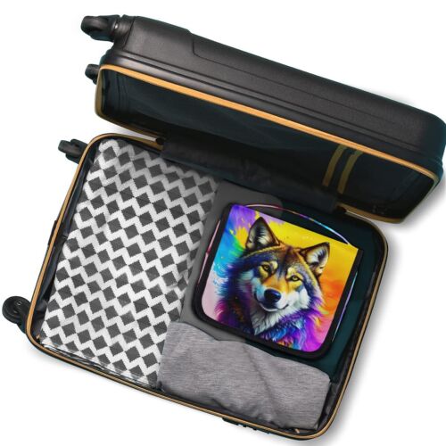 cfpolar Wolf Rainbow Colorful Travel Toiletry Bag with Hanging Hook, Waterproof - Picture 8 of 9