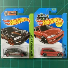 Hot Wheels Honda 1990 Honda Civic EF * Red + Black *  2014 Release