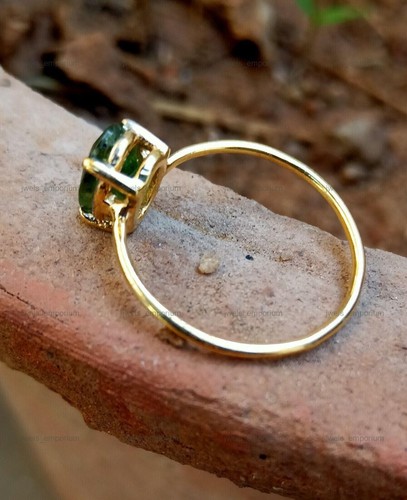 Anillo de plata de ley 925 anillo de piedras preciosas esmeralda ovalado natural anillo de plata apilable - Imagen 6 de 10