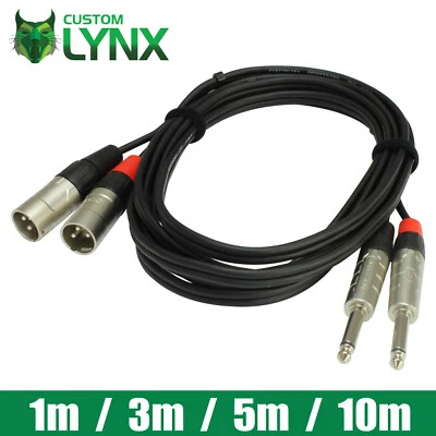 Rean Neutrik 2 x Male XLR to 2 x Mono Jack Cable. Twin XLR to Jack Plug PRO Lead