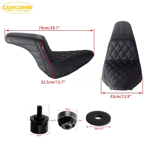 Black Seat Cushion w/Seat Fender Washer Nut Kit For Sport Glide Low Rider S /ST - Picture 2 of 9