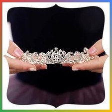 Silver Wedding Tiara Princess Crown Rhinestone Bride Birthday Headband Crystal P