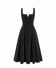 Cider Black Dress  VELVET SQUARE NECK TIE BACK FLARED TANK MIDI DRESS Size XL