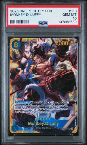 MONKEY D. LUFFY 2025 One Piece A Fist Of Divine Speed PSA 10 #OP11-118 SEC