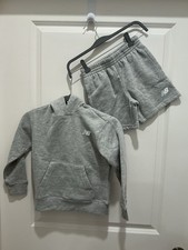 New Balance Girls Hoodie Short Set Medium 5-6 Grey Heather NWT