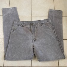 Carhartt Mens Carpenter Pants Gray Washed Denim Relaxed Fit Workwear Size 38x34