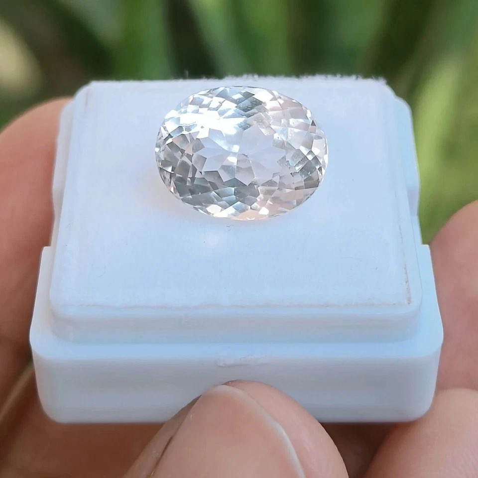 9.45 Ct Natural Flawless Ceylon White Sapphire Loose Oval Cut HG Gemstone S01