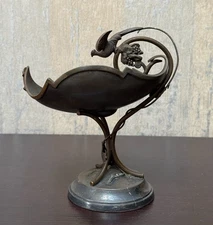 Antique WMF Silverplate Centerpiece w/ Bird & Grapes Art Nouveau 1831 Mark