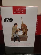 New in Box 2023 Hallmark - A Curious Encounter On Endor Star Wars Ornament