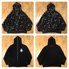 Reversible BAPE CAMO Full Zip Hoodie a bathing ape NIGO Black Size L