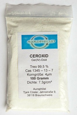 Ceroxid-100g  Polierpulver für Glas, Edelsteine, Stahl etc. (GP99,- /kg)