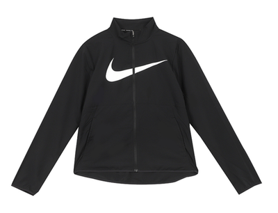 nike running overhead jacket with swoosh logo in black