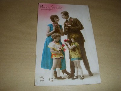CP POSTCARD NEW YEAR HAPPY YEAR A FAMILY OLD CP - WRITTEN