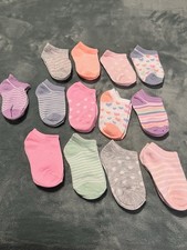 Girls Multicolor No-Show Socks 13Pairs Striped Polka Dot Hearts Solid Patterns