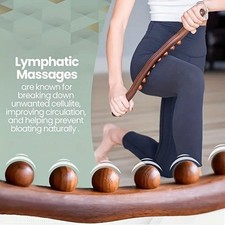 New 8 Beads Gua Sha Massage Stick Carbonized Wood Back Body Meridian Scrapping T