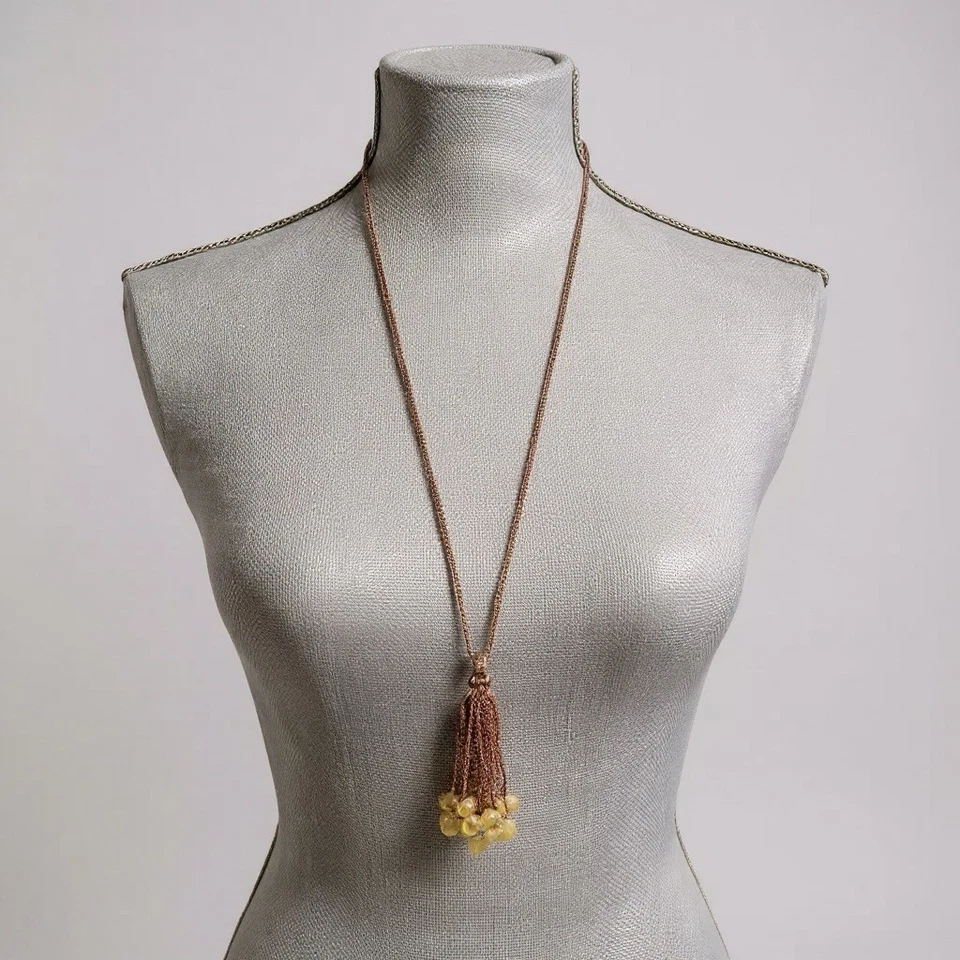 Collar de cadena de oro rosa JUICY COUTURE cuentas borla Lariat R $50 Foto 2 de 4