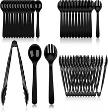 36 PCS Disposable Serving Utensils for Party - 12 Set Including Black 