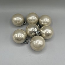 1” VTG Small Glass Pearl Silver Color Mirror Christmas Ornament Made In USA (7)