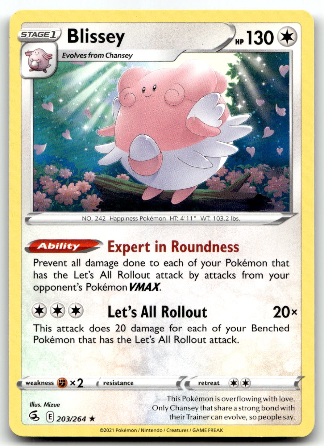 Blissey 203/264 SWSH08: Fusion Strike Rare Normal Pokemon TCG MP