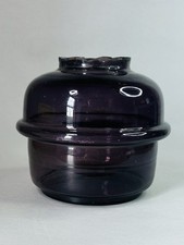 Antique Spare Amethyst Purple Hand Blown Glass Fount For A Oil / Kerosene Lamps