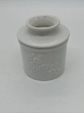 White Ceramic Butter Bell • 3D Floral Details • NEW