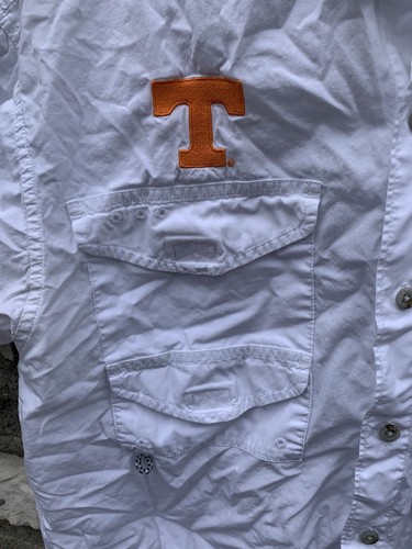 Tennessee Volunteers Shirt Mens Small White Logo Vented Columbia Button Up PFG* - Picture 3 of 7